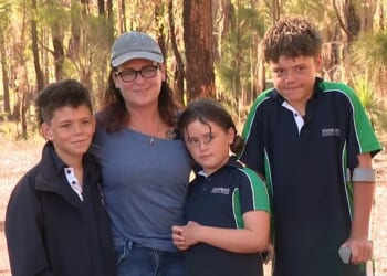 Joanne Appelbee, 47, and her three children were on the water at Quindalup, 250km south of Perth, when strong winds pushed their kayaks and paddleboards out to sea last Friday