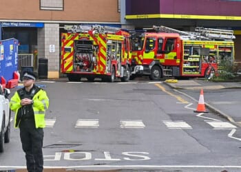 Fire engines at the scene of Southampton University Hospital where a blaze broke out at 5.30am