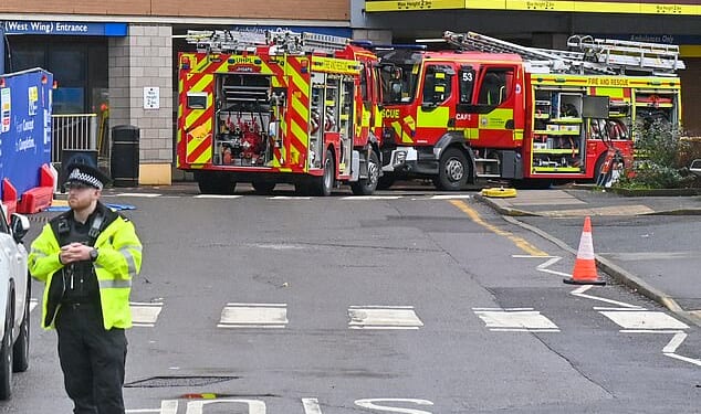 Fire engines at the scene of Southampton University Hospital where a blaze broke out at 5.30am