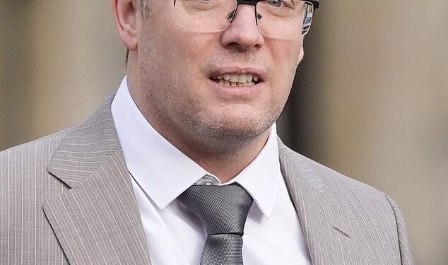 Christopher Trybus, pictured outside Winchester Crown Court on February 25, 2026, is charged with the manslaughter of Tarryn Baird
