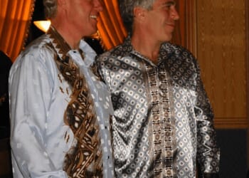 Former President Bill Clinton pictured with Jeffrey Epstein in an image released by the US Department of Justice