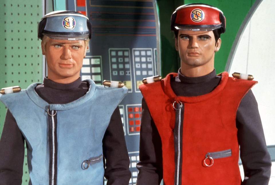 Puppets of Captain Blue and Captain Scarlet from the 1967 UK TV series.