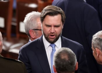 Vice President J.D. Vance arrives for the State of the Union address during a joint session of Congress on Feb. 24, 2026, in Washington, D.C.