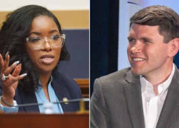Rep. Jasmine Crockett of Texas, left, tried to bring up racism allegations against her U.S. Senate primary opponent, state Rep. James Talarico, but it turns out she's on the record using the same language she's accusing Talarico of using.