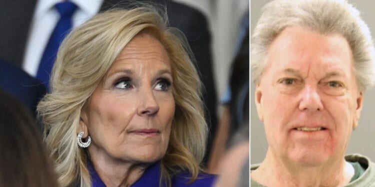 William Stevenson, right, ex-husband of former first lady Jill Biden, left, is being held in connection with the murder of his wife.