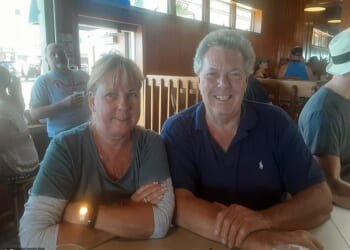 The ex-husband of Former First Lady Jill Biden, William Stevenson (right), was charged on Monday with the first-degree murder of his wife Linda Stevenson (left)