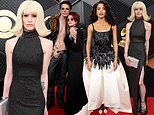 Kelly Osbourne oozes 60s glamour in a sequinned dress and platinum blonde wig as she joins mum Sharon, Yungblud and Olivia Dean leading the British stars at the 2026 Grammys