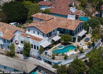 Before: Brad Pitt's sprawling $12 million Hollywood Hills mansion previously featured traditional greenery and landscaping