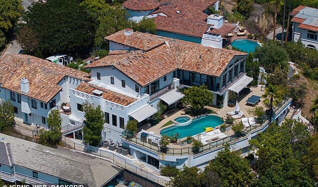 Before: Brad Pitt's sprawling $12 million Hollywood Hills mansion previously featured traditional greenery and landscaping