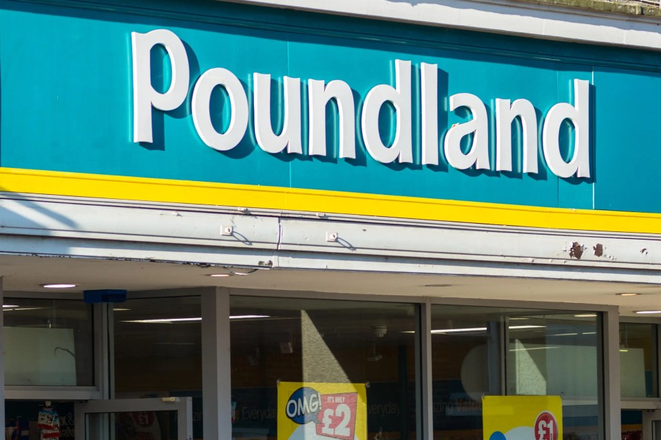 Poundland storefront in Bury St Edmunds, Suffolk, England.