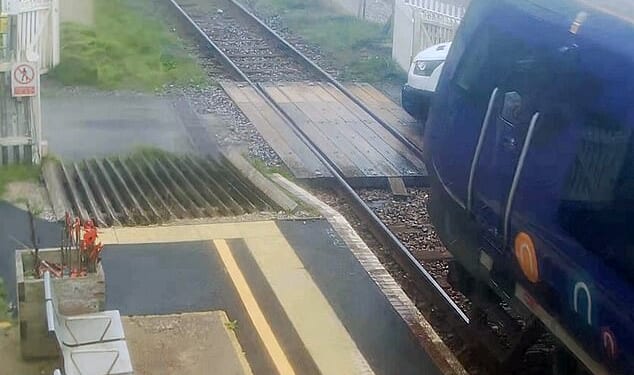 William Backhouse managed to escape unharmed after the Northern Rail train ploughed into the front of his van at 49mph at Braystones station in Cumbria