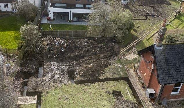 The £2.5million Victorian property looks onto a plot of land where a five-bedroom home will be built