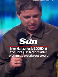 Noel Gallagher is booed at the Brits just seconds after picking up prestigious award