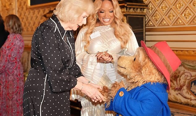 Queen Camilla was introduced to Paddington Bear during a reception for young writers at Windsor Castle