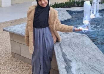 Inaayah Makda (pictured), seven, was sitting on rocks at a beach in the coastal city of Casablanca, Morocco, on Wednesday when she and her family became surrounded by water