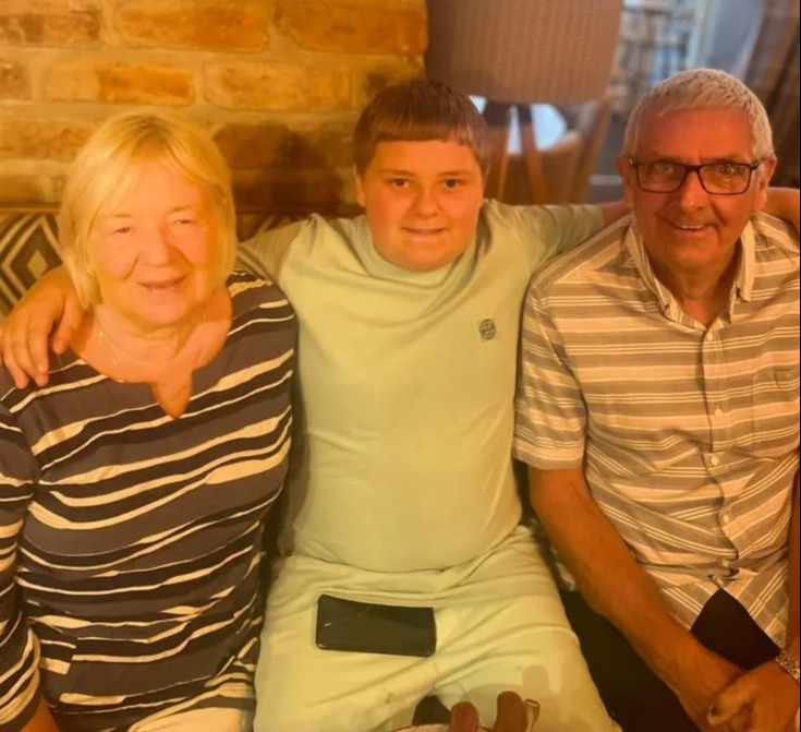 Harvey Willgoose with his grandparents.