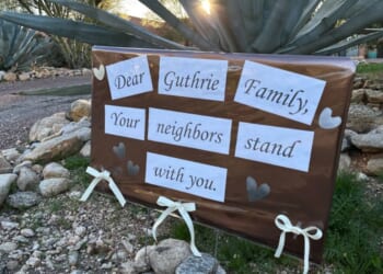 Neighbors of Nancy Guthrie, the daughter of "Today" host Savannah Guthrie, show support for the family Tuesday in metro Tucson, Arizona, as the search continues to find Nancy, who was apparently abducted Saturday night.