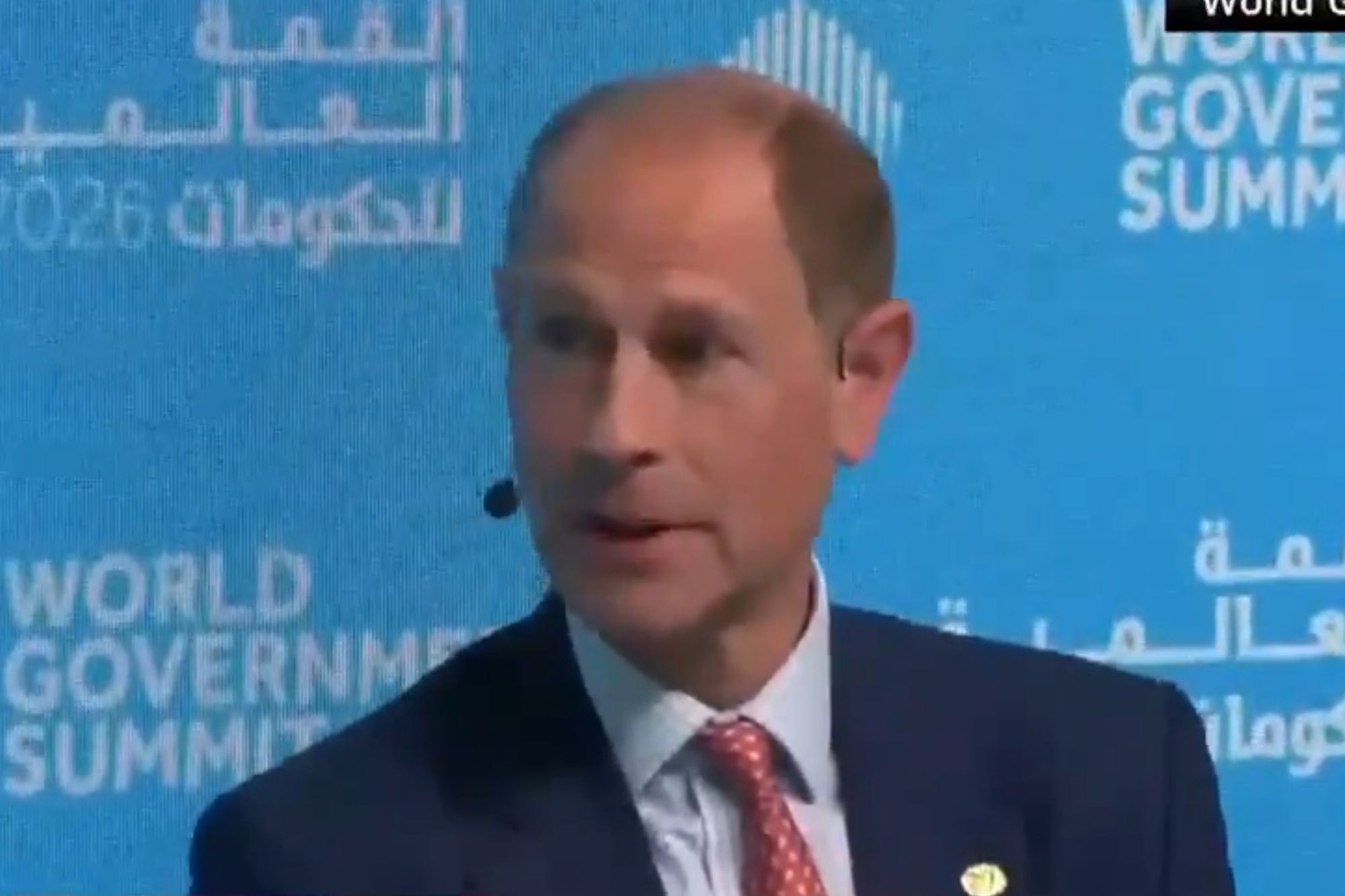 An image collage containing 1 images, Image 1 shows Prince Edward speaking on the Epstein files at the World Governments Summit 2026 in Dubai