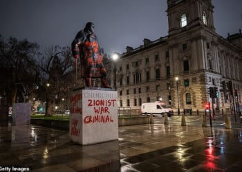 The statue was vandalised overnight