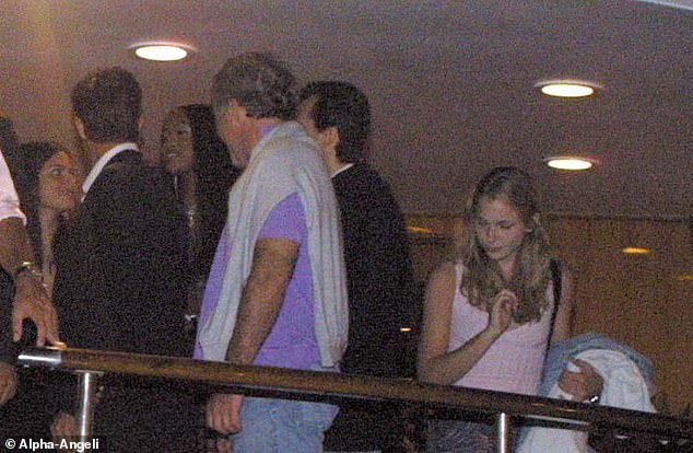 Naomi Campbell in St Tropez in 2001 with a guest thought to be Epstein, in lilac, and Virginia Giuffre, in pink