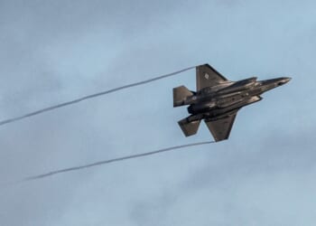 An F-35 fighter plane takes off from RAF Lakenheath on Jan. 7, 2026, in Mildenhall, England.