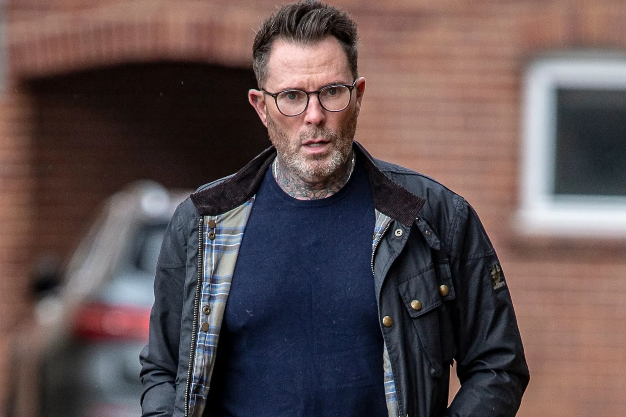 An image collage containing 1 images, Image 1 shows Marc Cole Jones arriving at Chester Crown Court