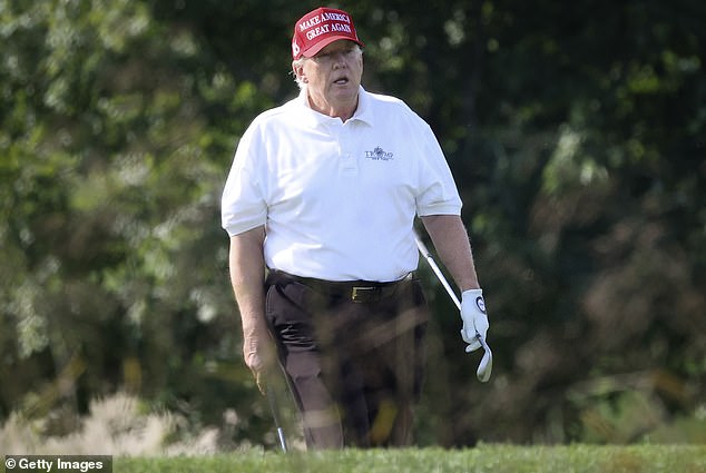 Former U.S. President Donald Trump golfs at Trump National Golf Club. The president was targeted while taking a break from the campaign trail at his Florida golf course