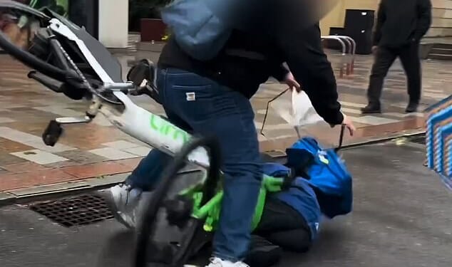 Floating bus stops that put cyclists in direct conflict with pedestrians boarding and leaving buses do not follow British Standards guidance (pictured: a child run down in September 2024)