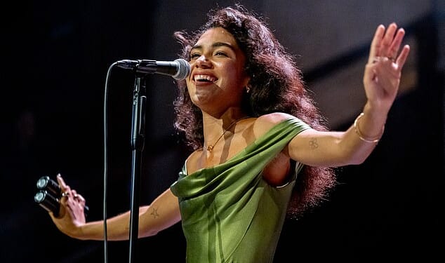 Olivia Dean performing at Manchester's Albert Hall earlier this week, as part of the BRITs Week series of concerts...