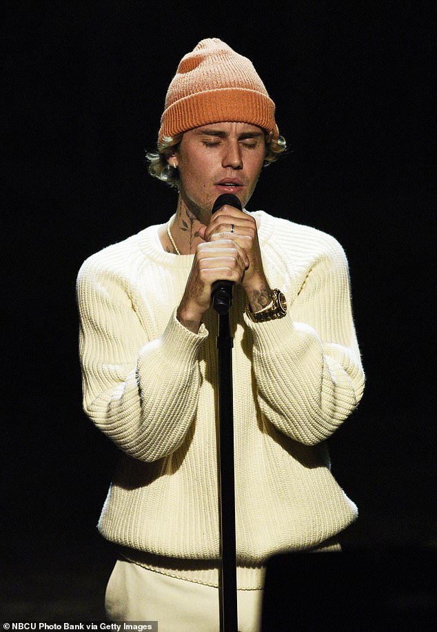 Justin's appearance marked his first Grammys performance since 2022, when he performed Peaches alongside Giveon and Daniel Caesar (seen in 2019)