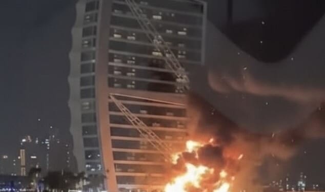 Fire and smoke were seen in the luxury Burj Al Arab hotel on Dubai's Palm archipelago