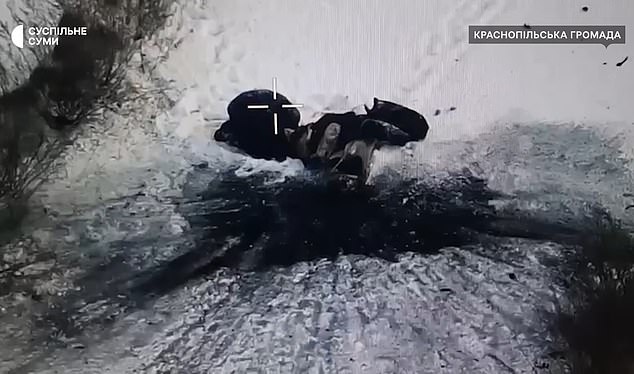 A devoted Ukrainian couple who had been teenage sweethearts lie frozen and unrecovered in the snow, killed one by one by Russian drones as they fled their occupied village