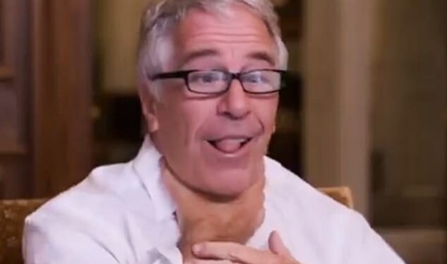 Epstein pretends to choke himself during the interview with Steve Bannon before his death in 2019