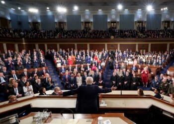 President Donald Trump delivers the State of the Union address during a joint session of Congress Tuesday at the Capitol in Washington, D.C.