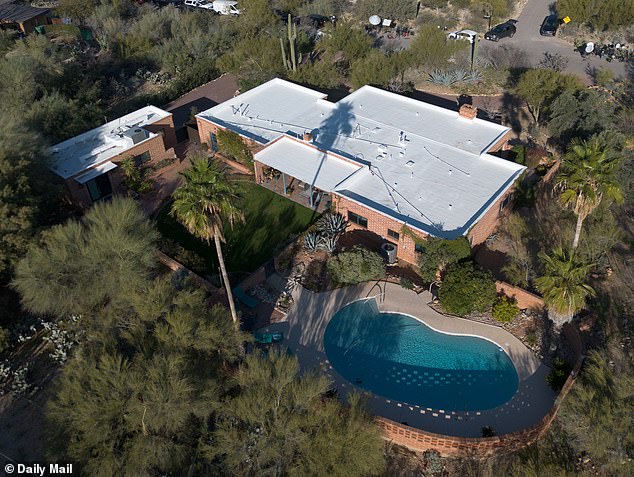 Pictured: An aerial view of Nancy Guthrie's house, where she was abducted from