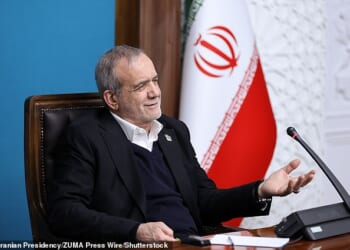 Iranian President Masoud Pezeshkian attends a meeting of the heads of the three branches of government in Tehran on Sunday