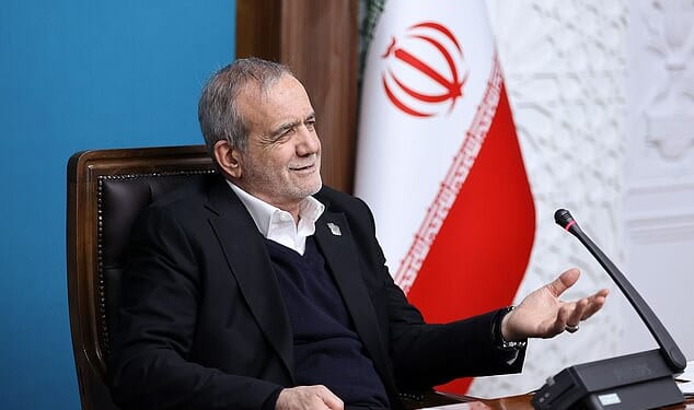 Iranian President Masoud Pezeshkian attends a meeting of the heads of the three branches of government in Tehran on Sunday