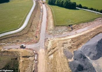 The new wildlife bridge - the biggest of its kind in the UK - has started construction over the A417 in Gloucestershire as part of a massive £460million project