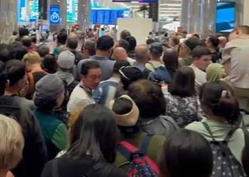 Chaos at airports across the Gulf, including Dubai (pictured), as Iran hit back with drone and missile strikes, stranding approaching 100,000 Brits in a region where 300,000 people from the UK live