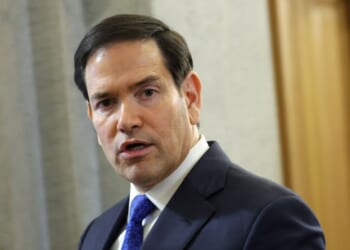 Secretary of State Marco Rubio arrives to deliver congressional briefings on Iran at the U.S. Capitol on March 3, 2026, in Washington, D.C.