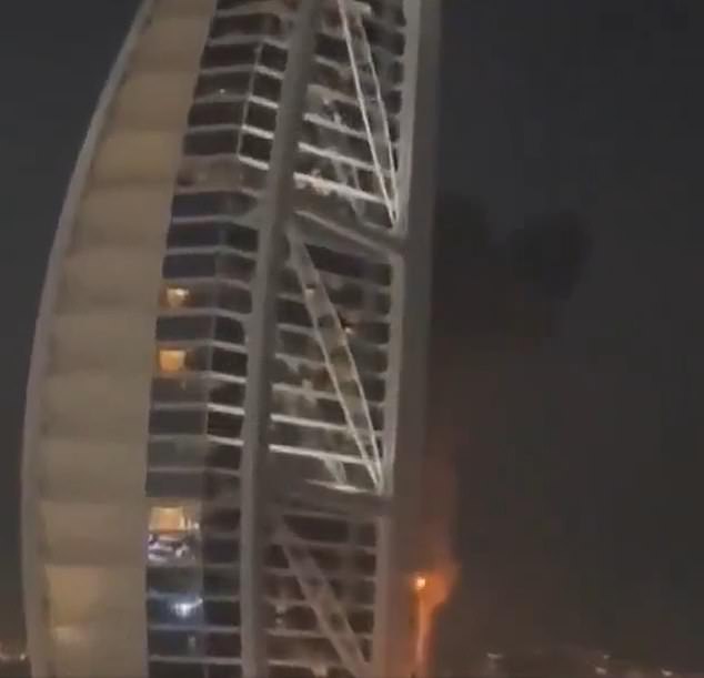 Dubai's iconic sail-shaped Burj Al Arab was ablaze following Iranian attacks