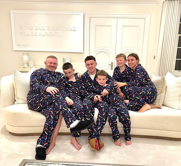 Coleen and Wayne share their sons, Kai, 16, Klay, 12 - who are now both on the books at Manchester United - and Kit, 10, and Cass, eight