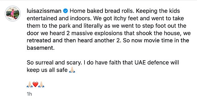 Sharing a picture of one her children baking, she said: 'Home baked bread rolls. Keeping the kids entertained and indoors