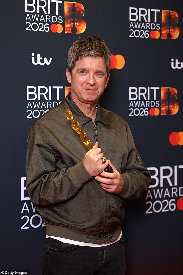 The 58-year-old known for being part of Oasis, picked up the award despite not releasing any music in the last 12 months