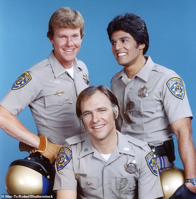 Pine guest¿starred on dozens of shows - including Lost in Space, Barnaby Jones, Lou Grant and Knight Rider - before landing his breakout role on CHiPs; (Larry Wilcox, Pine and Erik Estrada in 1980)