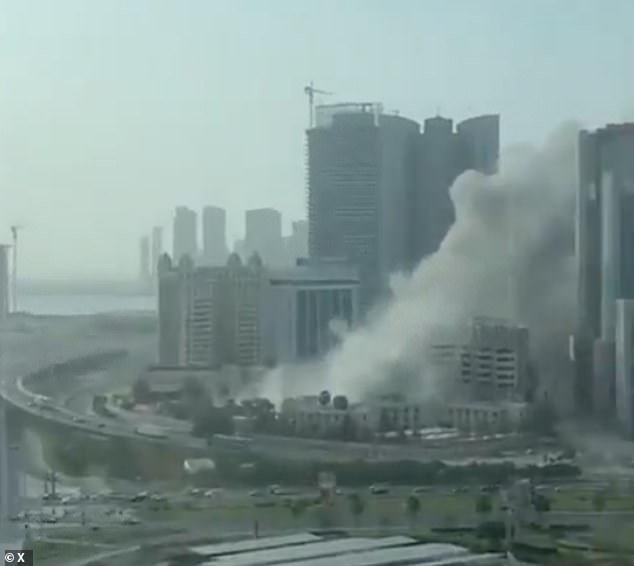 The Crowne Plaza Manama in Bahrain smolders after coming under Iranian attack