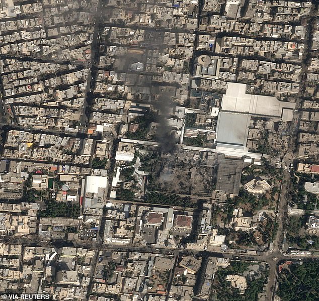 The Israeli Defence Forces were given the task of taking out the key figures of Khamenei’s regime (Pictured, black smoke rises from the Supreme Leader's compound yesterday)