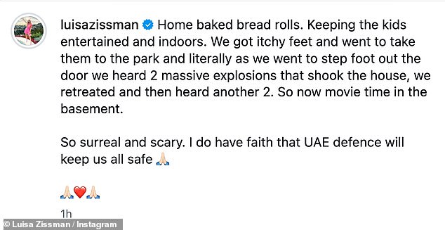 Sharing a picture of one her children baking, she said: 'Home baked bread rolls. Keeping the kids entertained and indoors'