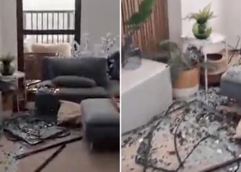 Shocking vid shows Brit's lucky escape in Dubai after drone smashes through apartment in horror Iranian attack