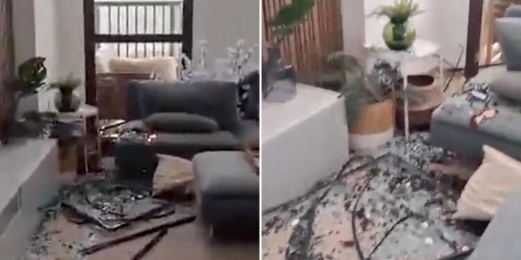 Shocking vid shows Brit's lucky escape in Dubai after drone smashes through apartment in horror Iranian attack